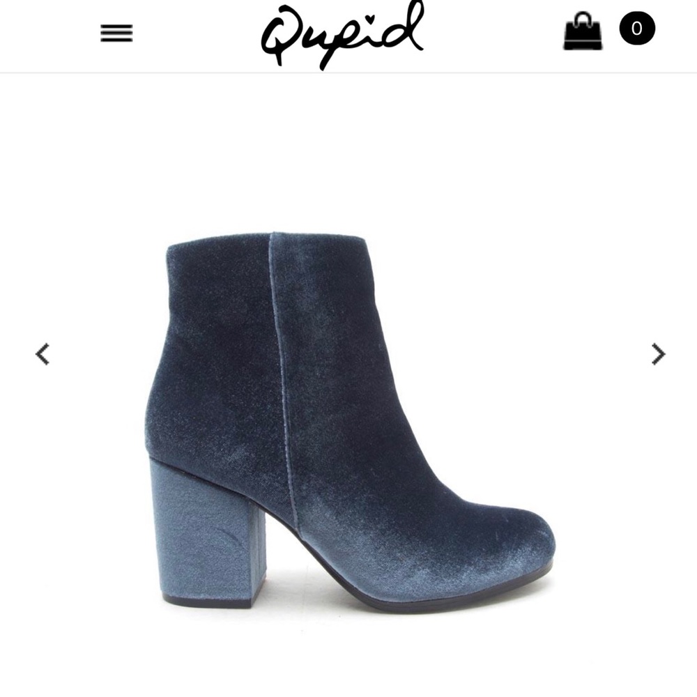 Qupid Velvet Chunky Heel Bootie